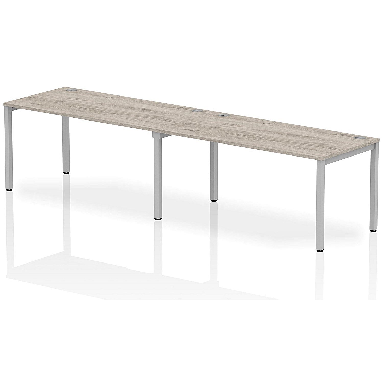 Impulse Bench Single Row 2 Person 1600 Silver Frame Office Bench Desk Grey Oak Easy2Order : IB00305