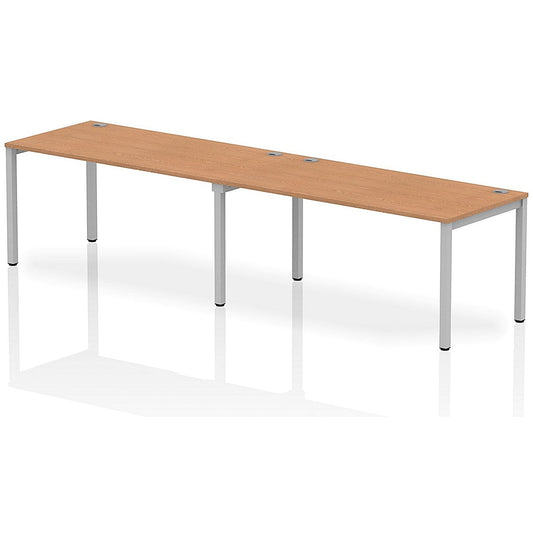 Impulse Bench Single Row 2 Person 1600 Silver Frame Office Bench Desk Oak Easy2Order : IB00307