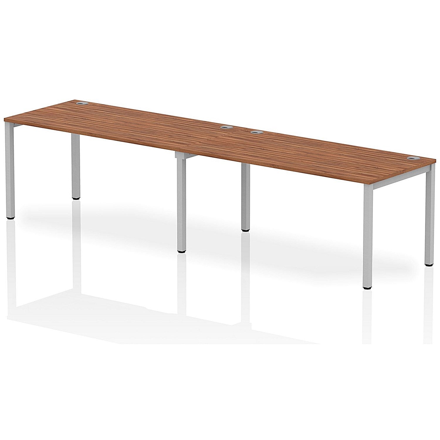 Impulse Bench Single Row 2 Person 1600 Silver Frame Office Bench Desk Walnut Easy2Order : IB00308