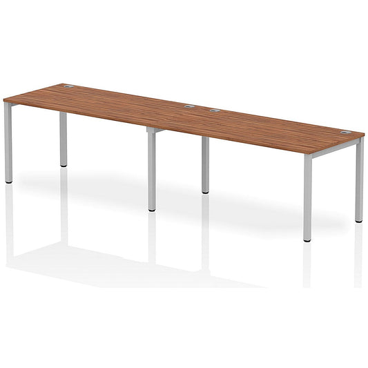 Impulse Bench Single Row 2 Person 1600 Silver Frame Office Bench Desk Walnut Easy2Order : IB00308