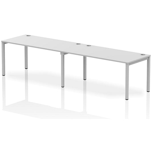 Impulse Bench Single Row 2 Person 1600 Silver Frame Office Bench Desk White Easy2Order : IB00309