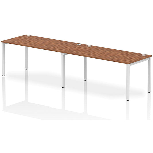 Impulse Bench Single Row 2 Person 1600 White Frame Office Bench Desk Walnut Easy2Order : IB00314