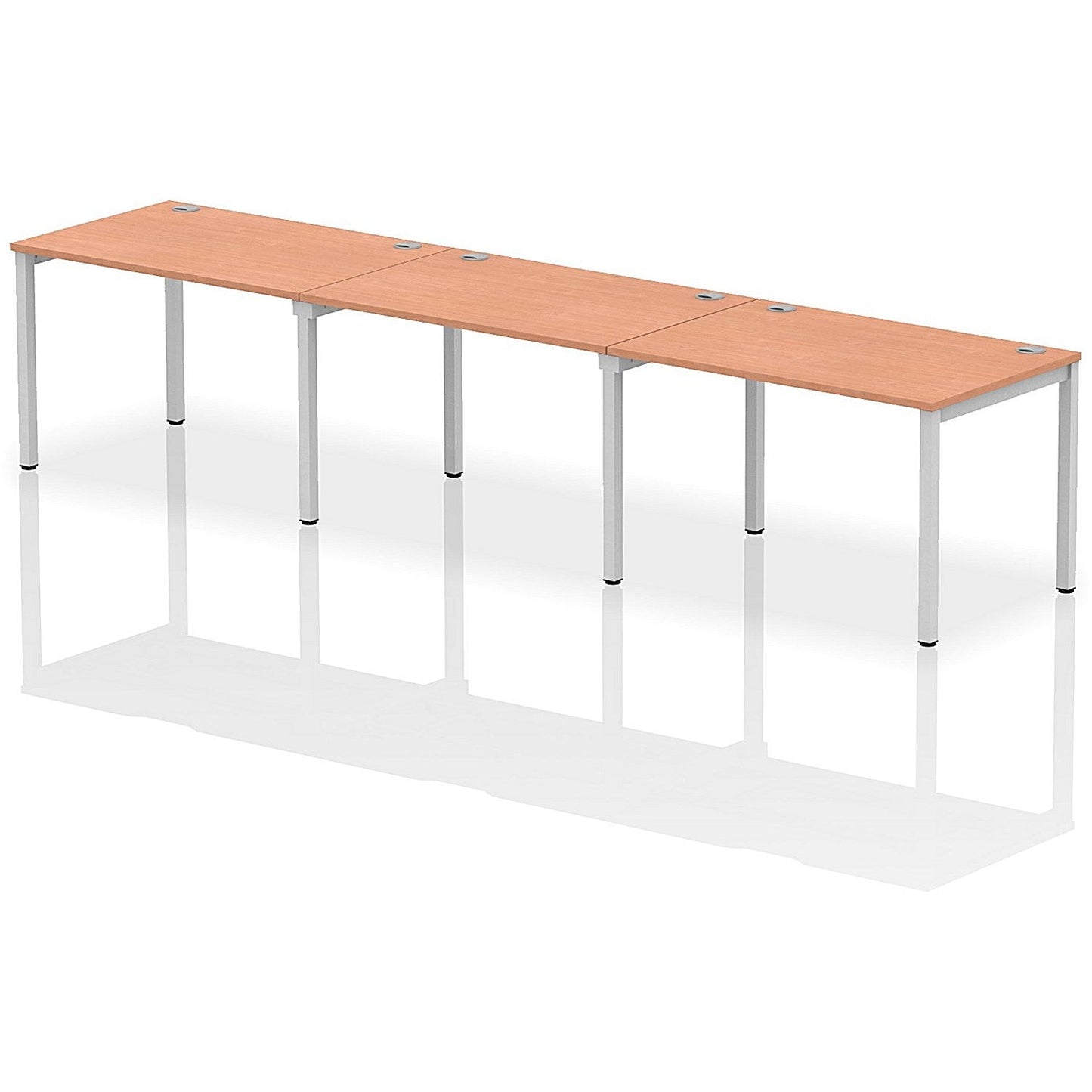 Impulse Bench Single Row 3 Person 1200 Silver Frame Office Bench Desk Beech Easy2Order : IB00316