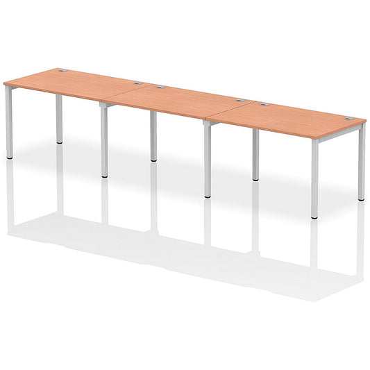 Impulse Bench Single Row 3 Person 1200 Silver Frame Office Bench Desk Beech Easy2Order : IB00316