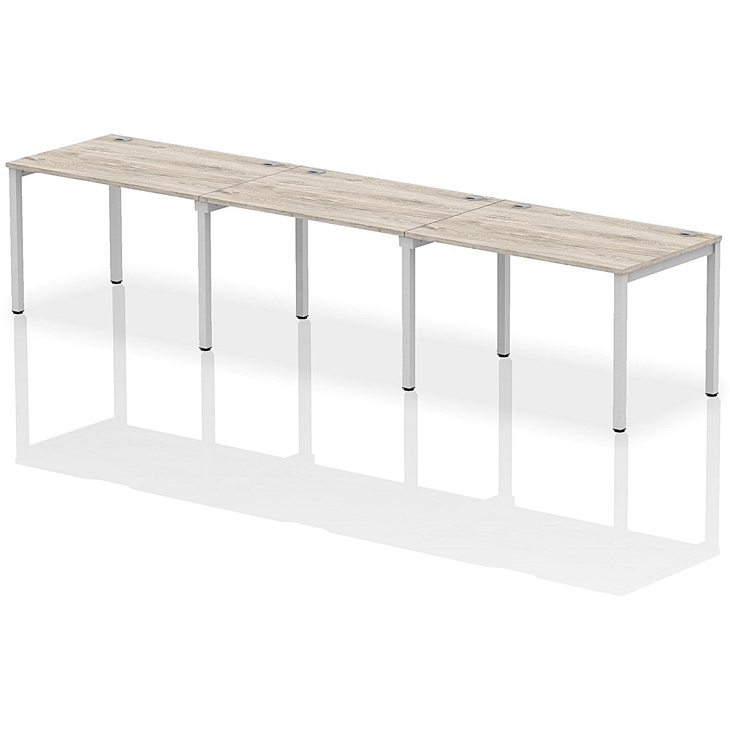 Impulse Bench Single Row 3 Person 1200 Silver Frame Office Bench Desk Grey Oak Easy2Order : IB00317