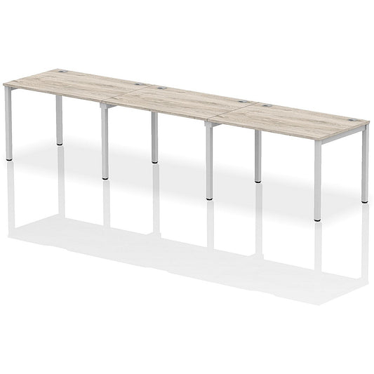 Impulse Bench Single Row 3 Person 1200 Silver Frame Office Bench Desk Grey Oak Easy2Order : IB00317