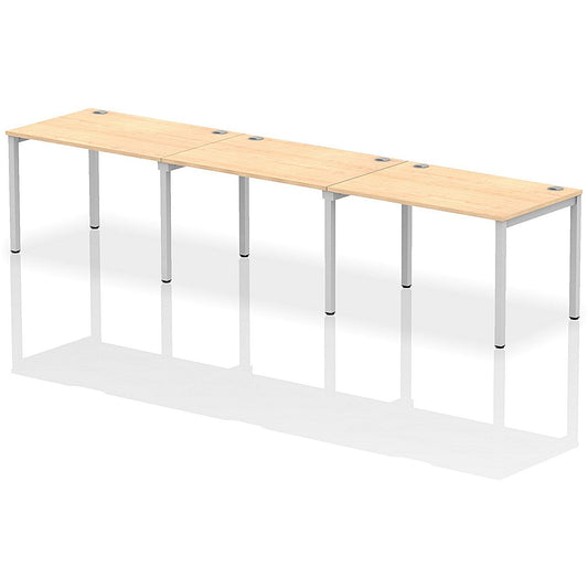 Impulse Bench Single Row 3 Person 1200 Silver Frame Office Bench Desk Maple Easy2Order : IB00318