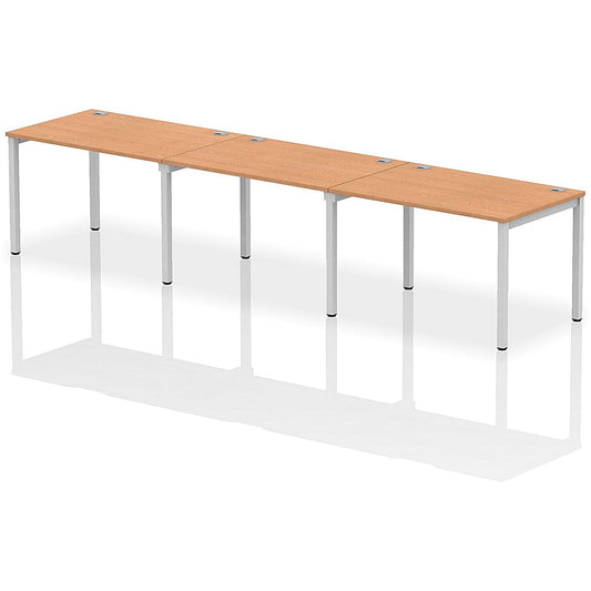 Impulse Bench Single Row 3 Person 1200 Silver Frame Office Bench Desk Oak Easy2Order : IB00319