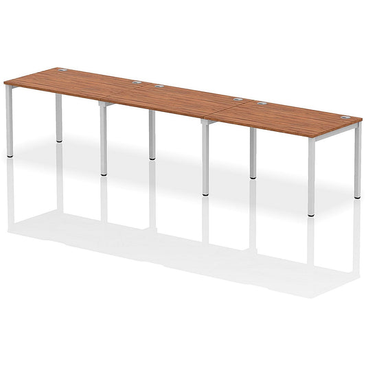 Impulse Bench Single Row 3 Person 1200 Silver Frame Office Bench Desk Walnut Easy2Order : IB00320