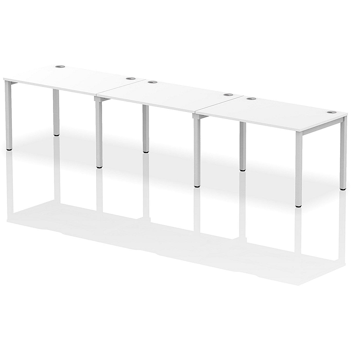 Impulse Bench Single Row 3 Person 1200 Silver Frame Office Bench Desk White Easy2Order : IB00321
