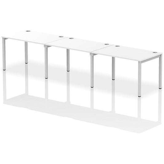 Impulse Bench Single Row 3 Person 1200 Silver Frame Office Bench Desk White Easy2Order : IB00321