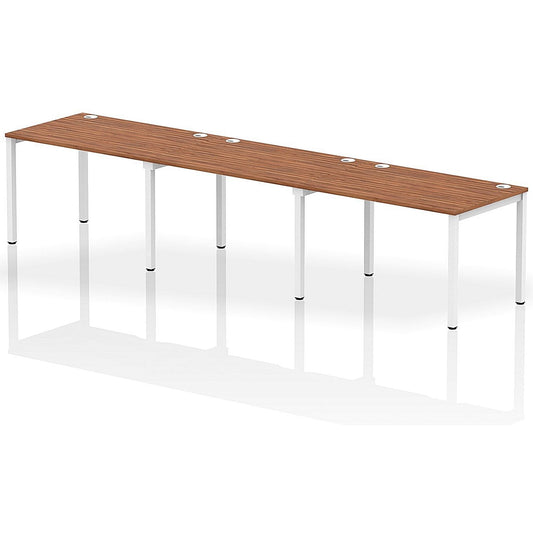 Impulse Bench Single Row 3 Person 1200 White Frame Office Bench Desk Walnut Easy2Order : IB00326