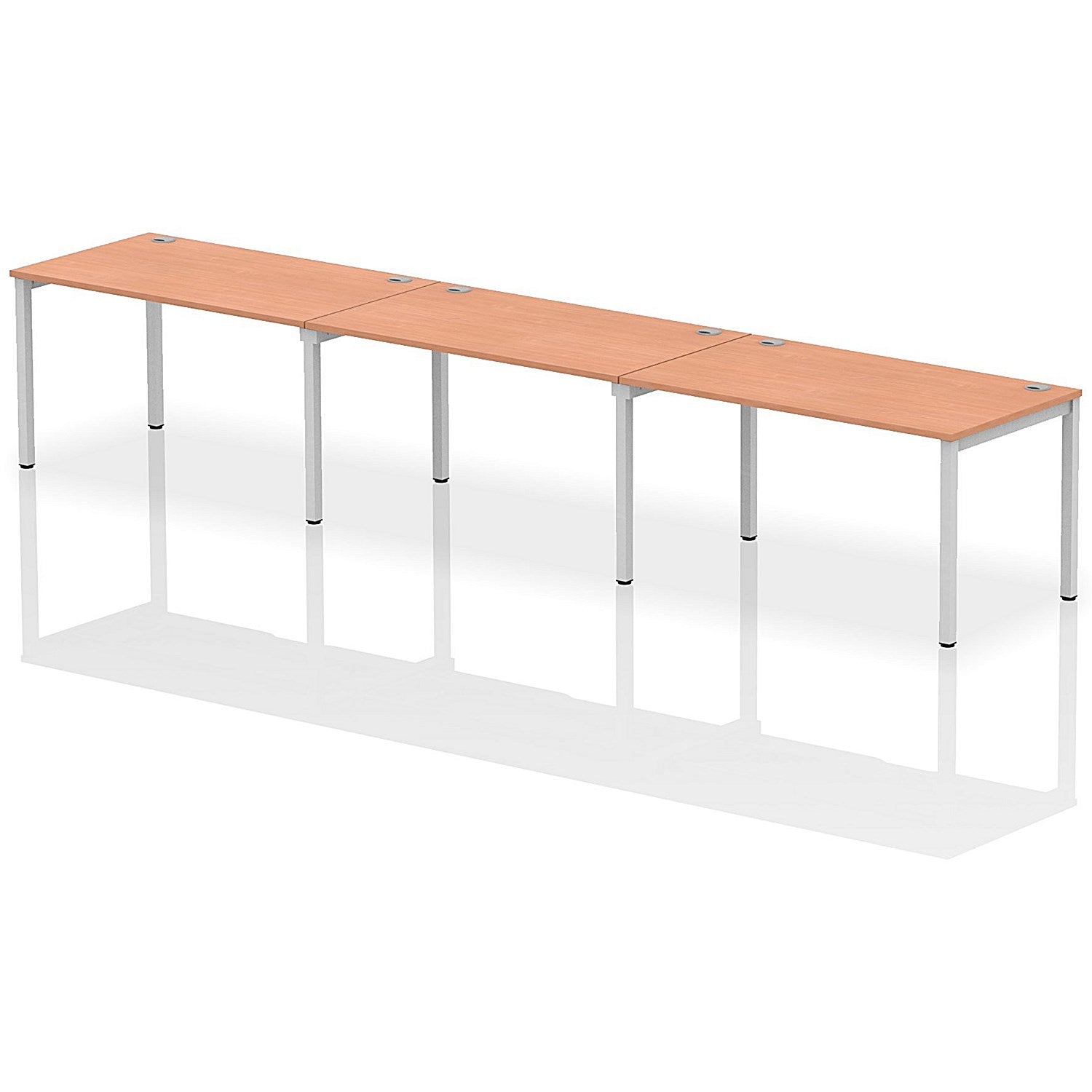 Impulse Bench Single Row 3 Person 1400 Silver Frame Office Bench Desk Beech Easy2Order : IB00328