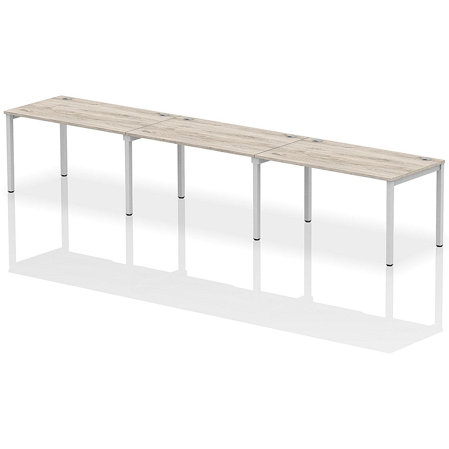 Impulse Bench Single Row 3 Person 1400 Silver Frame Office Bench Desk Grey Oak Easy2Order : IB00329