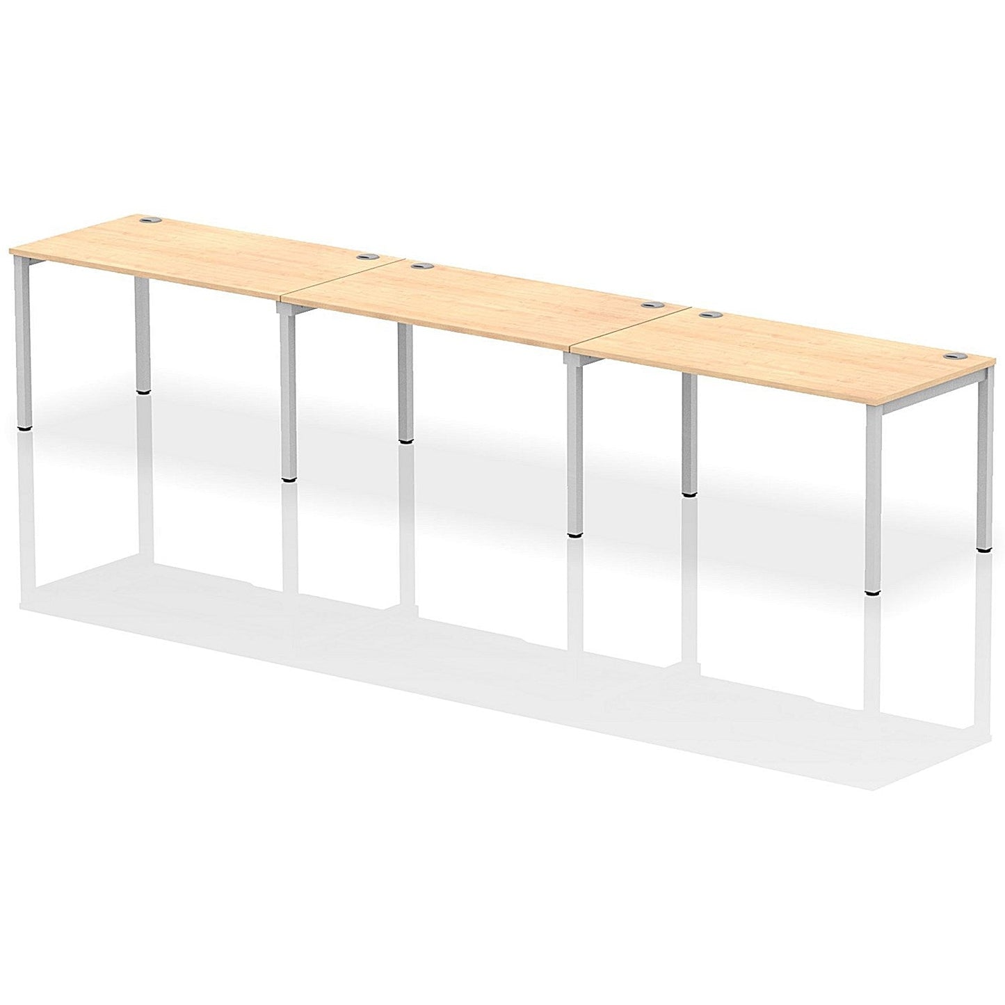 Impulse Bench Single Row 3 Person 1400 Silver Frame Office Bench Desk Maple Easy2Order : IB00330