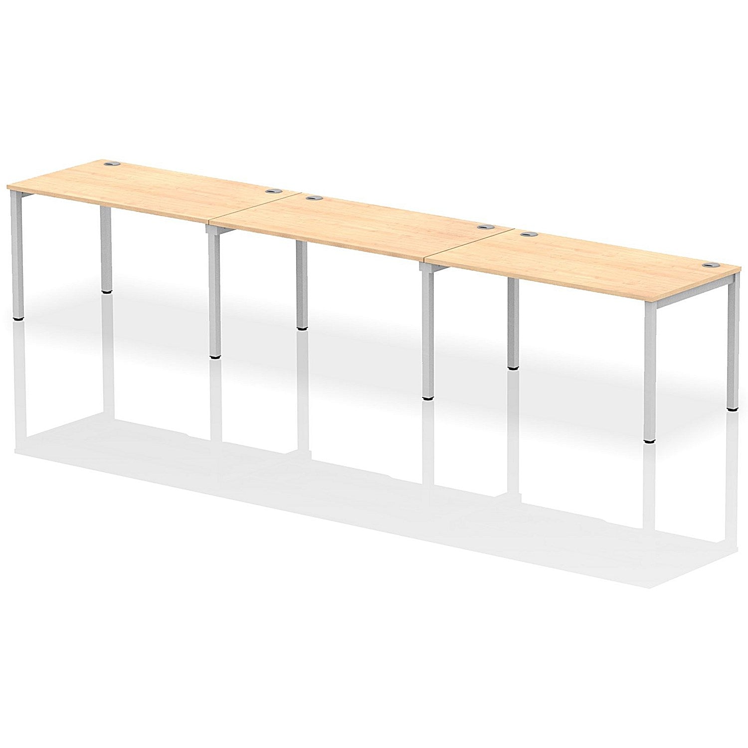 Impulse Bench Single Row 3 Person 1400 Silver Frame Office Bench Desk Maple Easy2Order : IB00330