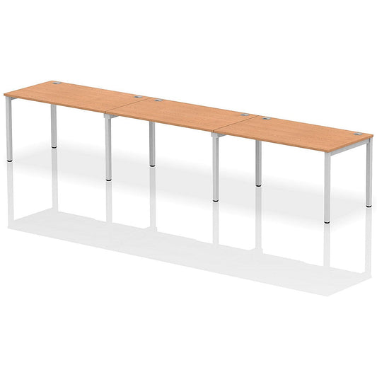 Impulse Bench Single Row 3 Person 1400 Silver Frame Office Bench Desk Oak Easy2Order : IB00331