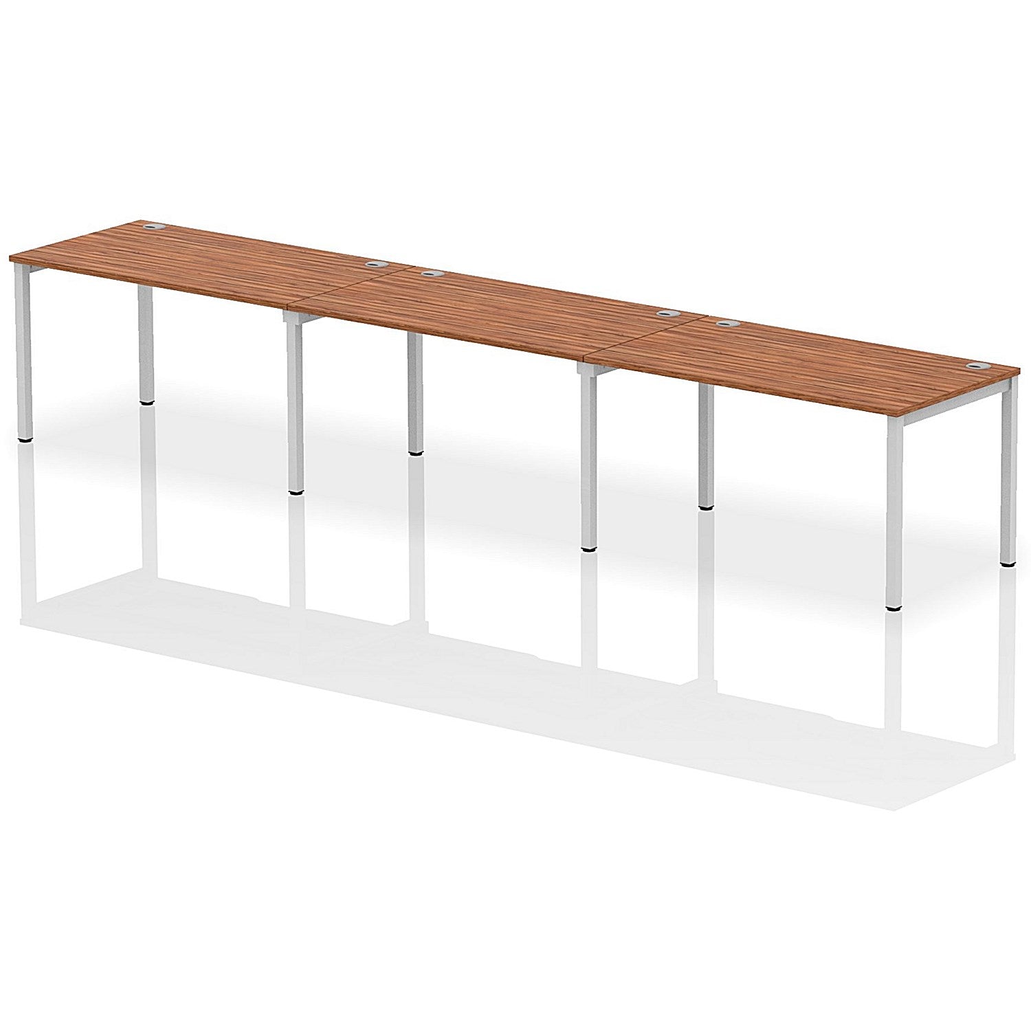 Impulse Bench Single Row 3 Person 1400 Silver Frame Office Bench Desk Walnut Easy2Order : IB00332