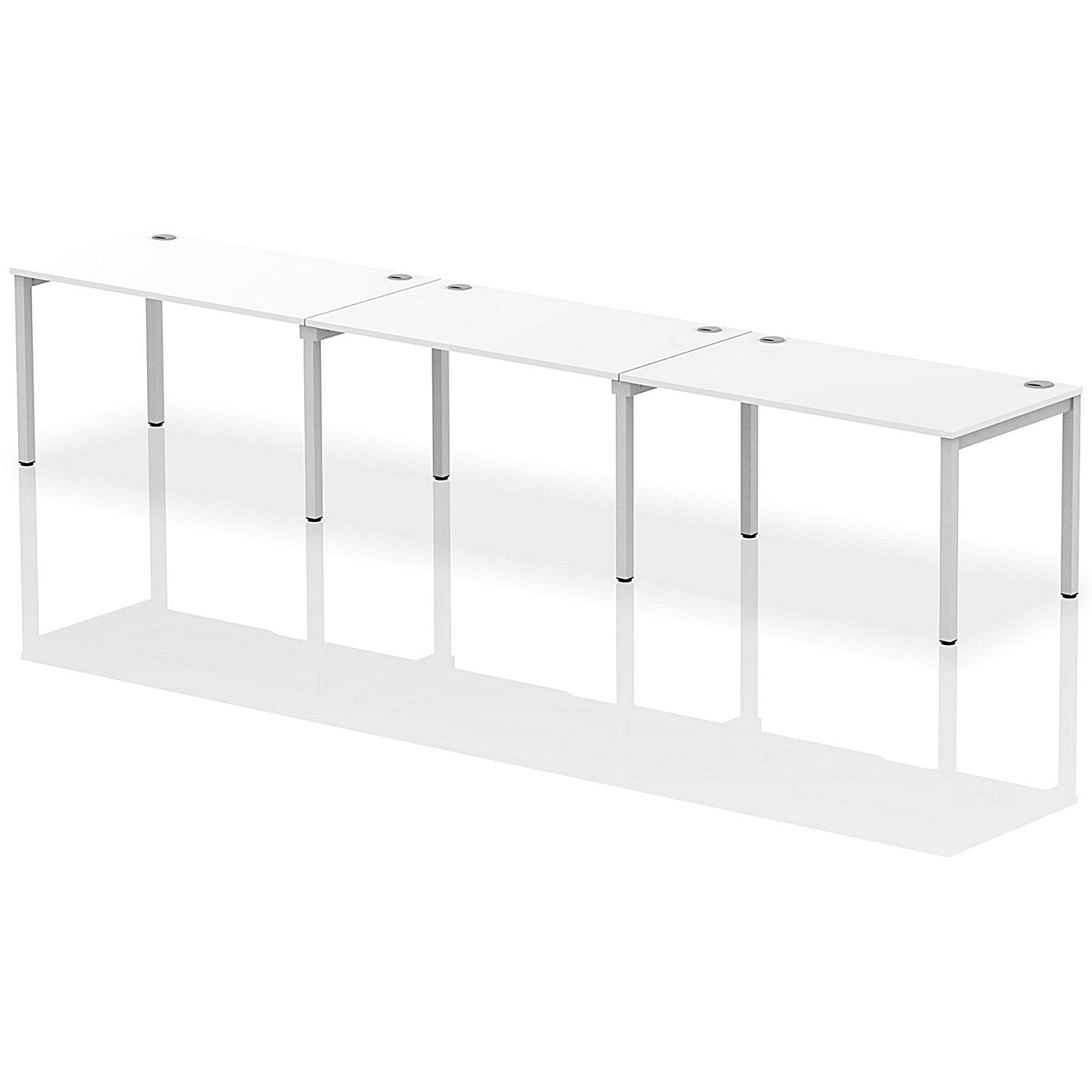 Impulse Bench Single Row 3 Person 1400 Silver Frame Office Bench Desk White Easy2Order : IB00333