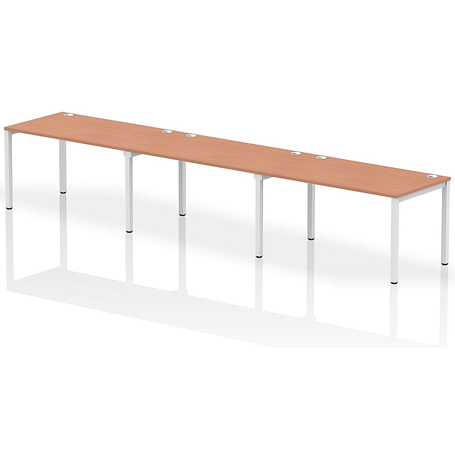 Impulse Bench Single Row 3 Person 1400 White Frame Office Bench Desk Beech Easy2Order : IB00334