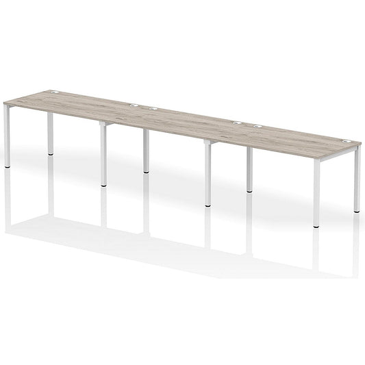 Impulse Bench Single Row 3 Person 1400 White Frame Office Bench Desk Grey Oak Easy2Order : IB00335