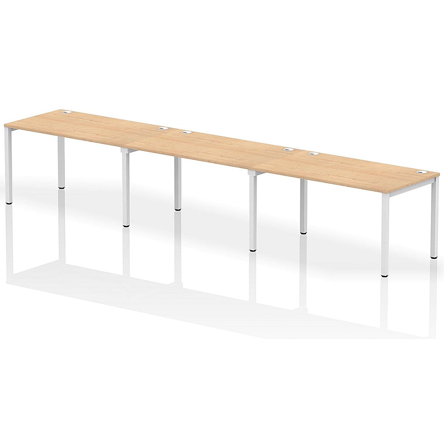 Impulse Bench Single Row 3 Person 1400 White Frame Office Bench Desk Maple Easy2Order : IB00336
