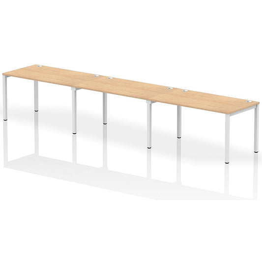 Impulse Bench Single Row 3 Person 1400 White Frame Office Bench Desk Maple Easy2Order : IB00336