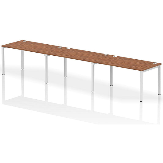 Impulse Bench Single Row 3 Person 1400 White Frame Office Bench Desk Walnut Easy2Order : IB00338