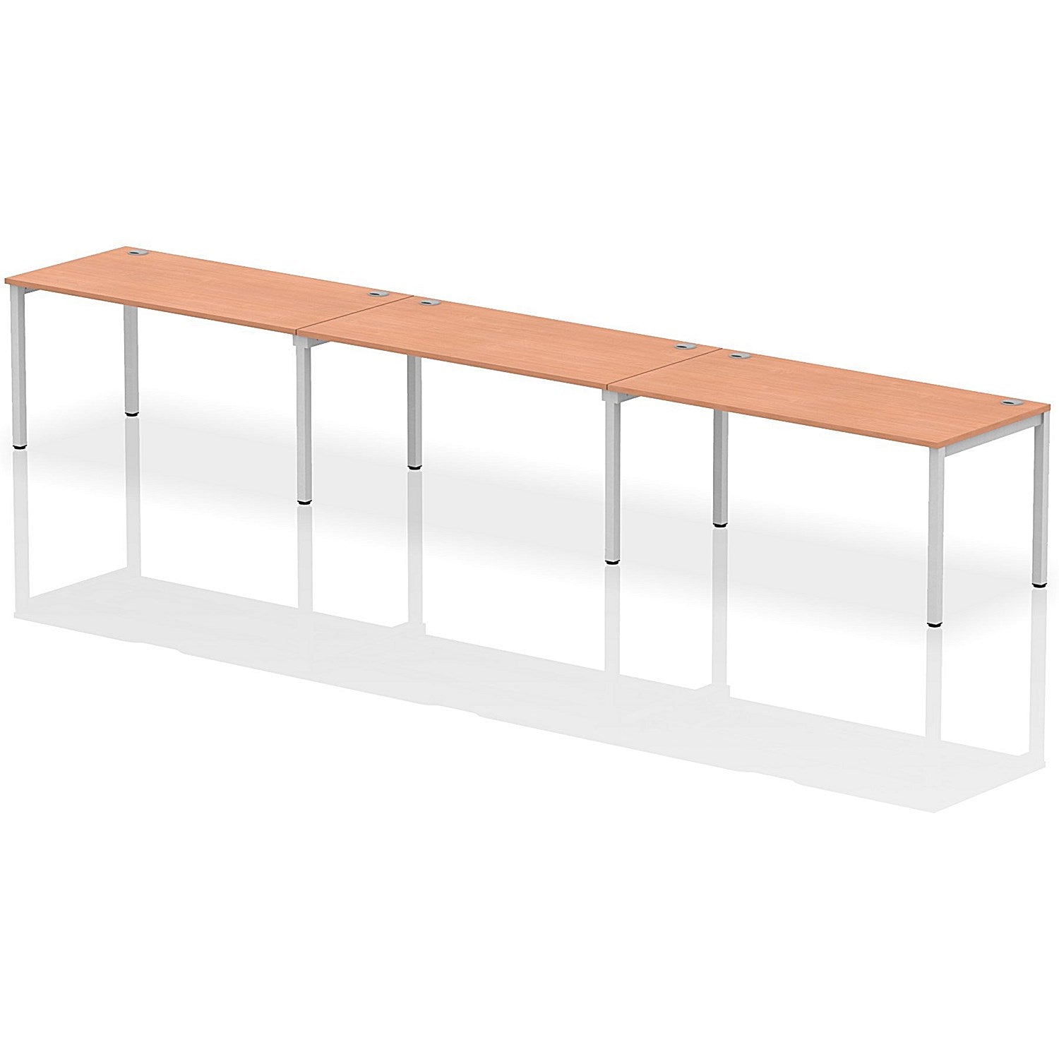 Impulse Bench Single Row 3 Person 1600 Silver Frame Office Bench Desk Beech Easy2Order : IB00340