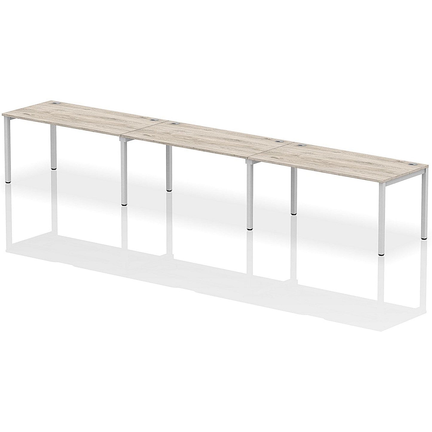Impulse Bench Single Row 3 Person 1600 Silver Frame Office Bench Desk Grey Oak Easy2Order : IB00341