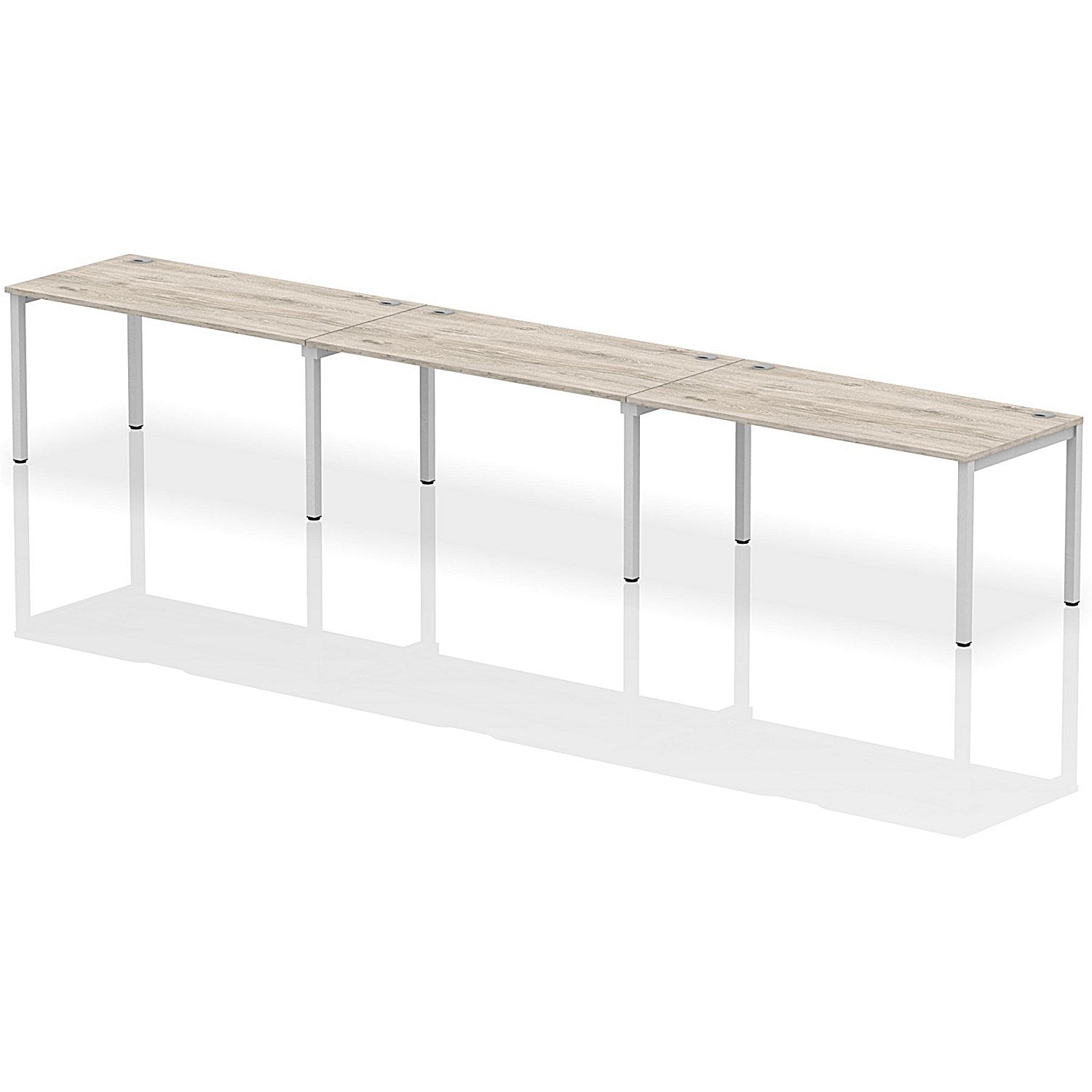 Impulse Bench Single Row 3 Person 1600 Silver Frame Office Bench Desk Grey Oak Easy2Order : IB00341
