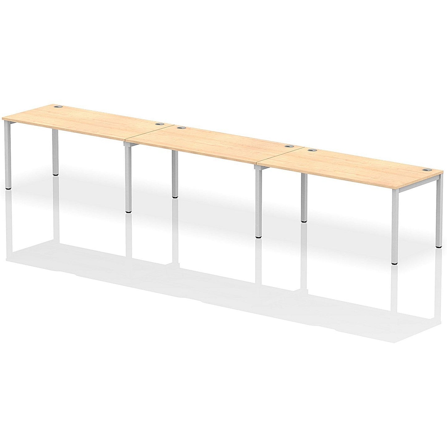 Impulse Bench Single Row 3 Person 1600 Silver Frame Office Bench Desk Maple Easy2Order : IB00342