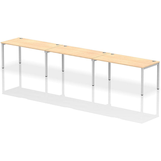 Impulse Bench Single Row 3 Person 1600 Silver Frame Office Bench Desk Maple Easy2Order : IB00342