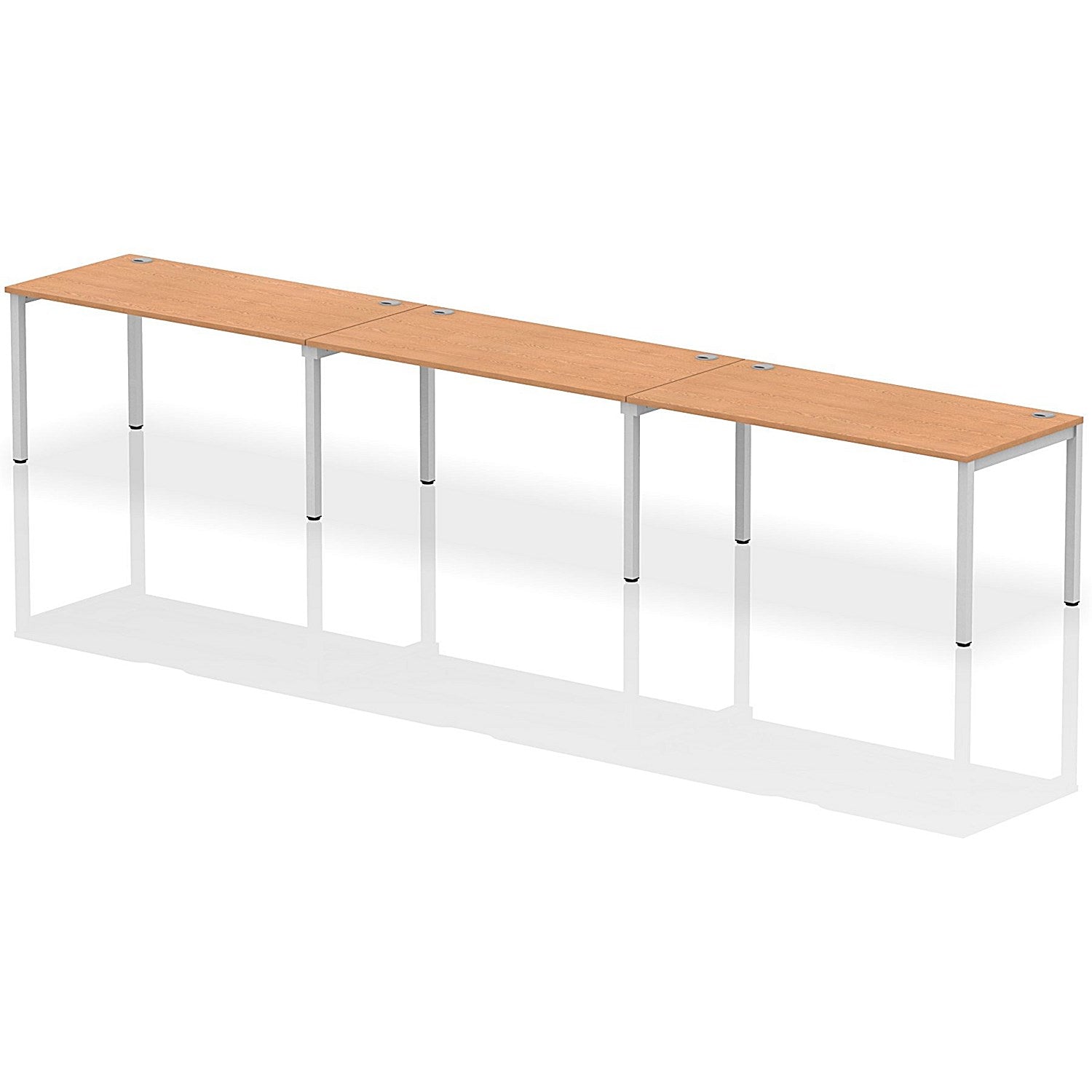 Impulse Bench Single Row 3 Person 1600 Silver Frame Office Bench Desk Oak Easy2Order : IB00343