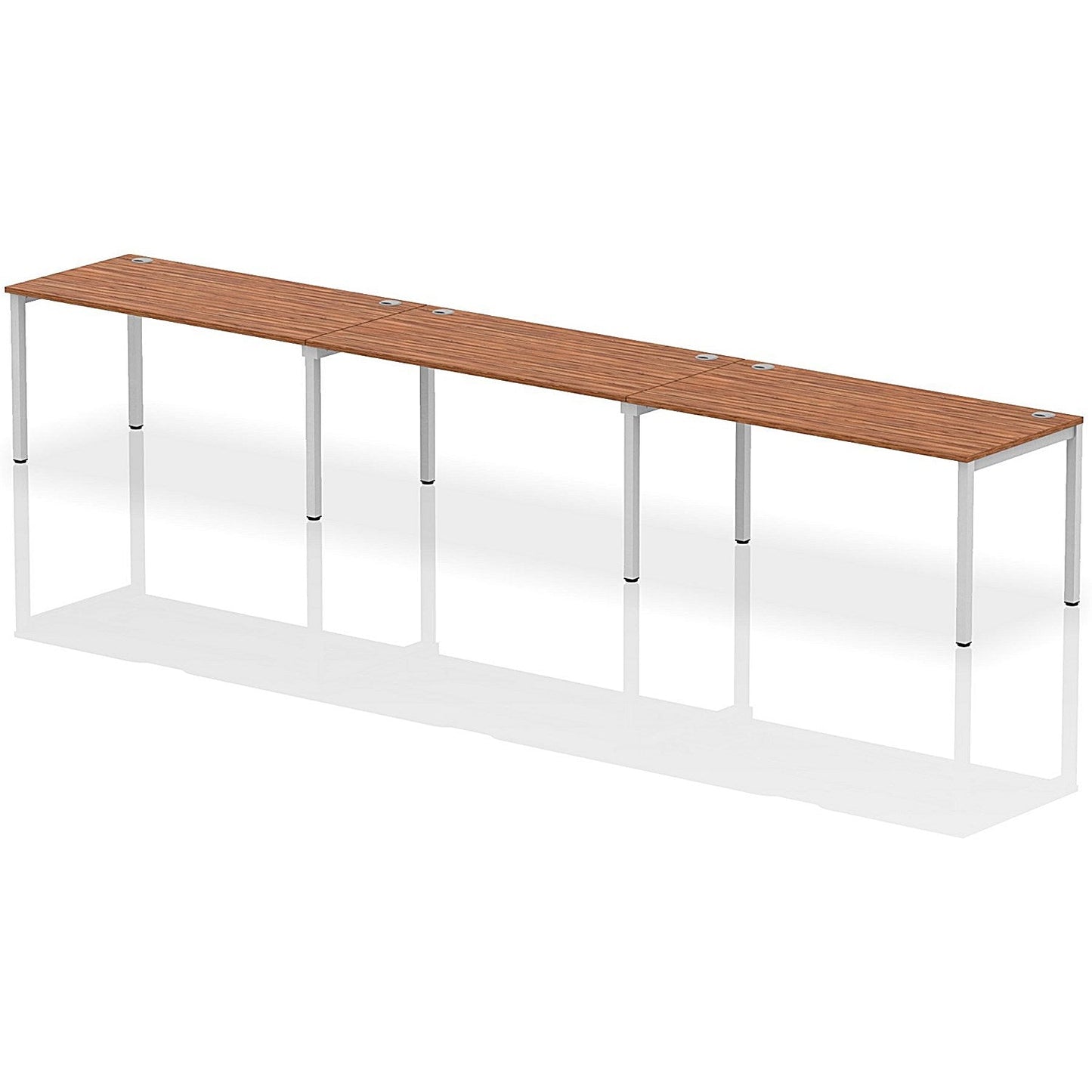 Impulse Bench Single Row 3 Person 1600 Silver Frame Office Bench Desk Walnut Easy2Order : IB00344