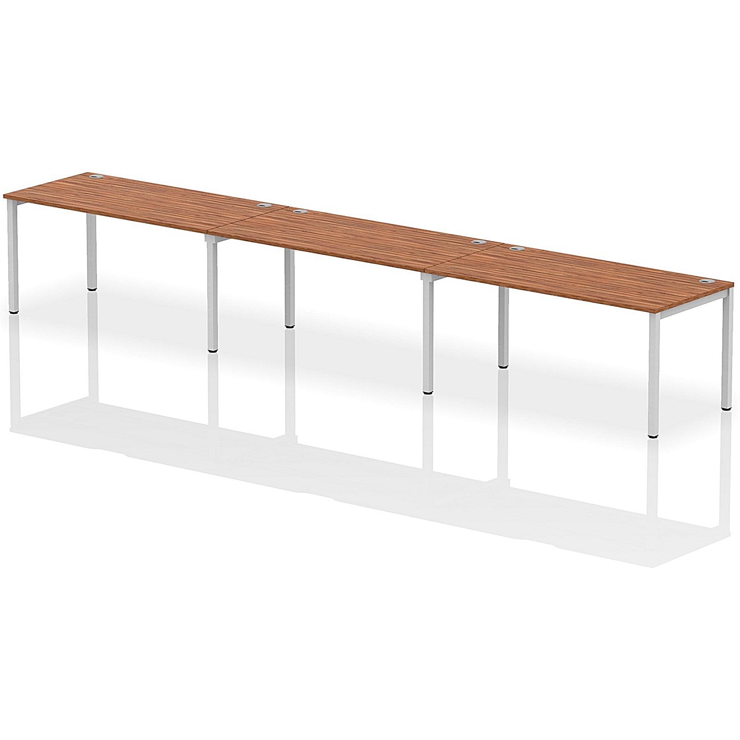 Impulse Bench Single Row 3 Person 1600 Silver Frame Office Bench Desk Walnut Easy2Order : IB00344