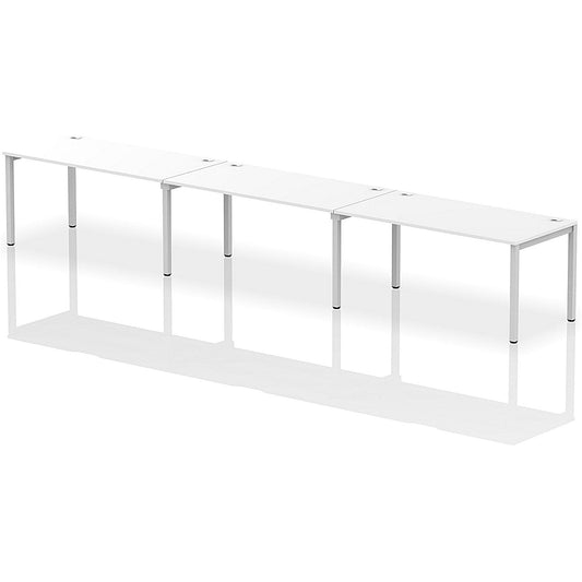 Impulse Bench Single Row 3 Person 1600 Silver Frame Office Bench Desk White Easy2Order : IB00345