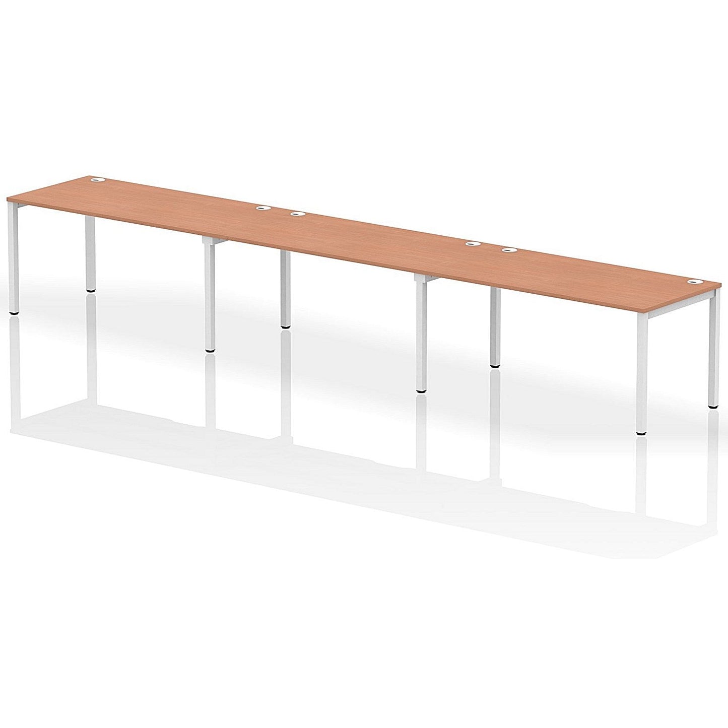 Impulse Bench Single Row 3 Person 1600 White Frame Office Bench Desk Beech Easy2Order : IB00346