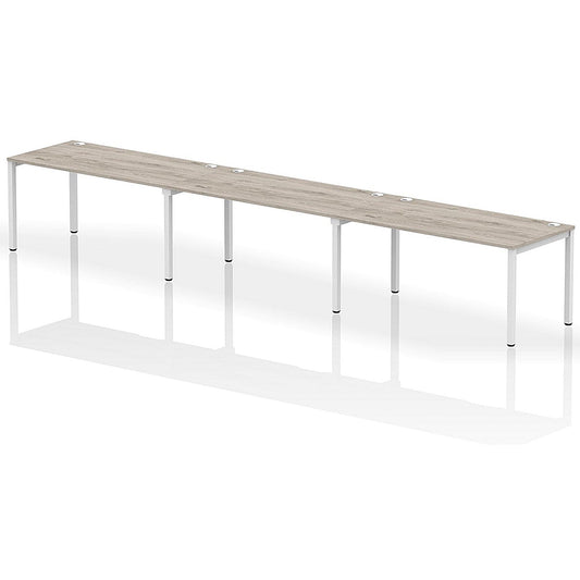 Impulse Bench Single Row 3 Person 1600 White Frame Office Bench Desk Grey Oak Easy2Order : IB00347