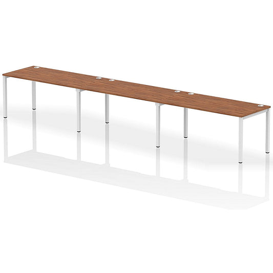 Impulse Bench Single Row 3 Person 1600 White Frame Office Bench Desk Walnut Easy2Order : IB00350