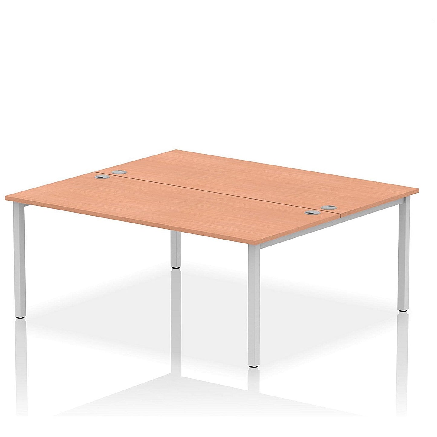 Impulse Bench B2B 2 Person 1800 Silver Frame Office Bench Desk Beech Easy2Order : IB00388