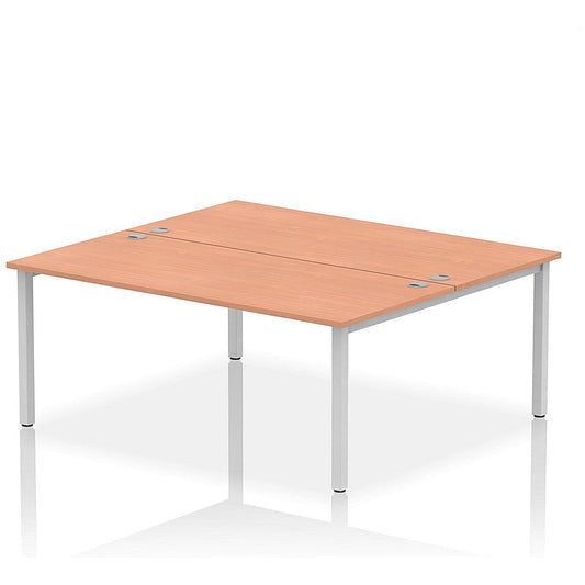 Impulse Bench B2B 2 Person 1800 Silver Frame Office Bench Desk Beech Easy2Order : IB00388