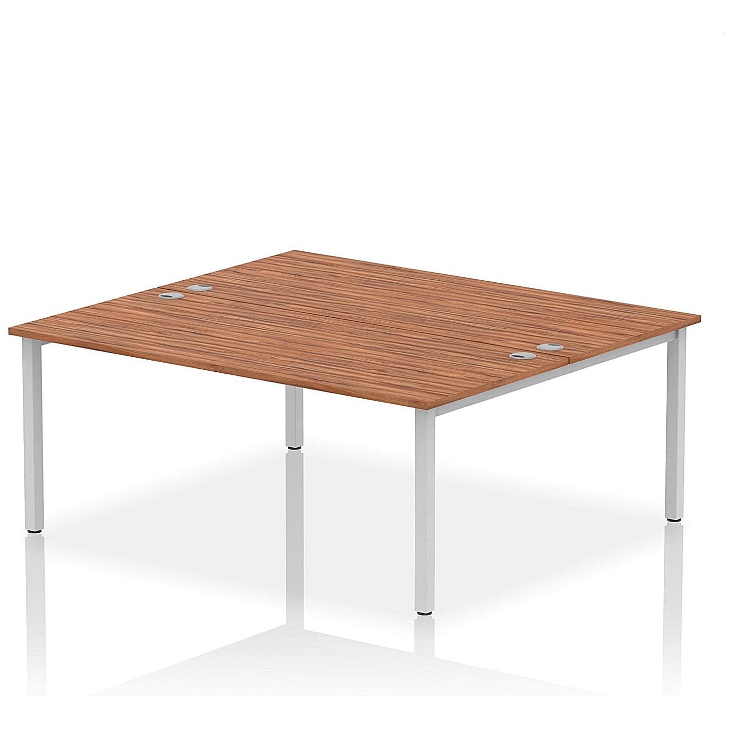 Impulse Bench B2B 2 Person 1800 Silver Frame Office Bench Desk Walnut Easy2Order : IB00392