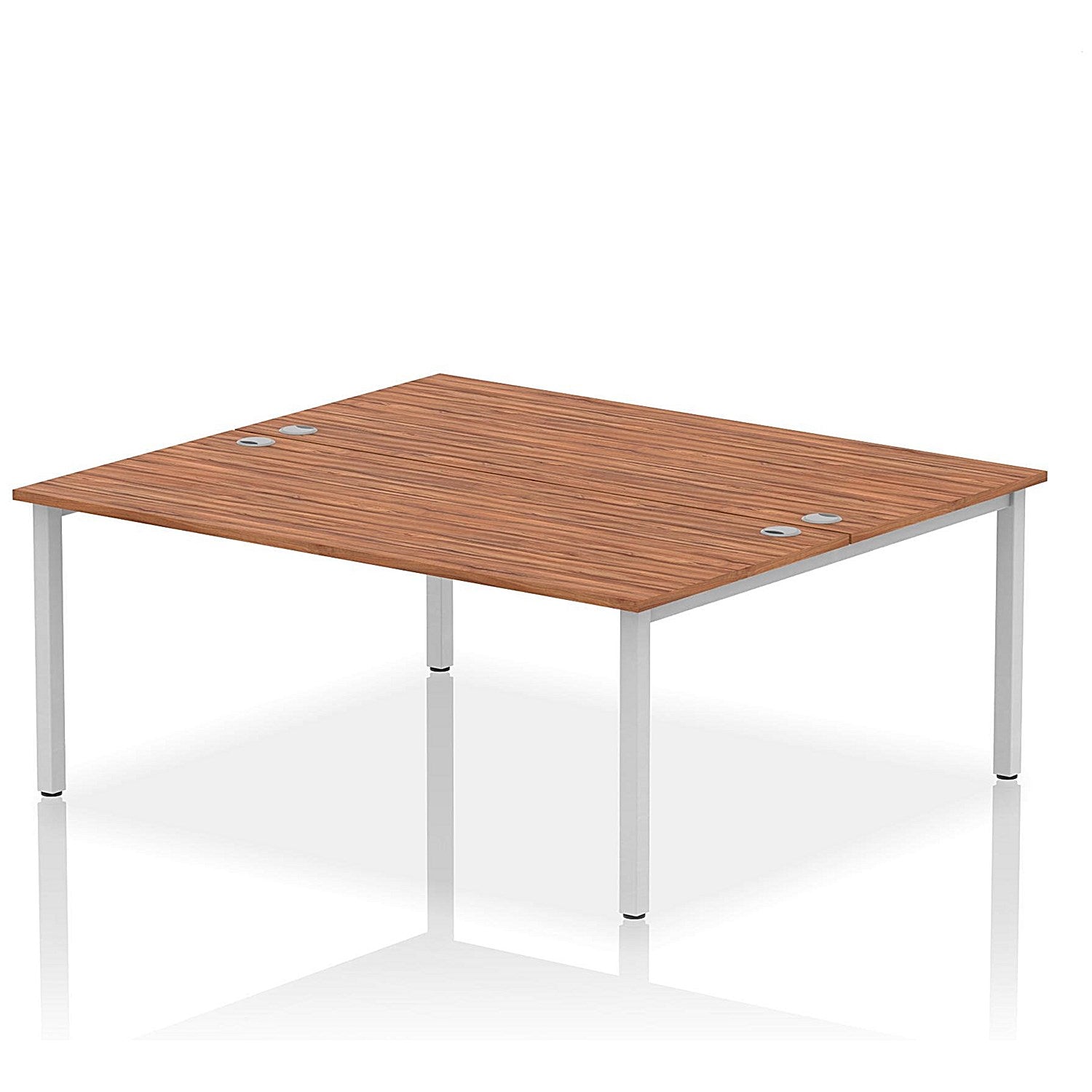 Impulse Bench B2B 2 Person 1800 Silver Frame Office Bench Desk Walnut Easy2Order : IB00392