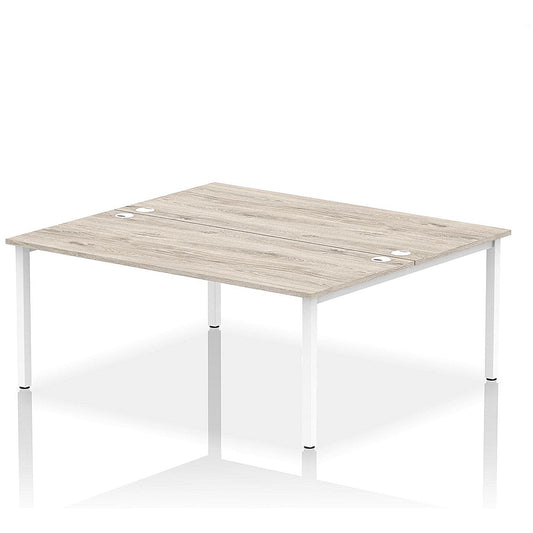 Impulse Bench B2B 2 Person 1800 White Frame Office Bench Desk Grey Oak Easy2Order : IB00395