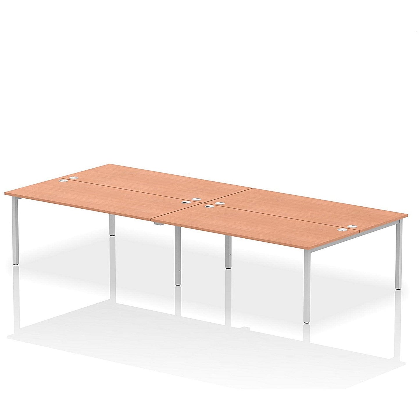 Impulse Bench B2B 4 Person 1800 Silver Frame Office Bench Desk Beech Easy2Order : IB00400