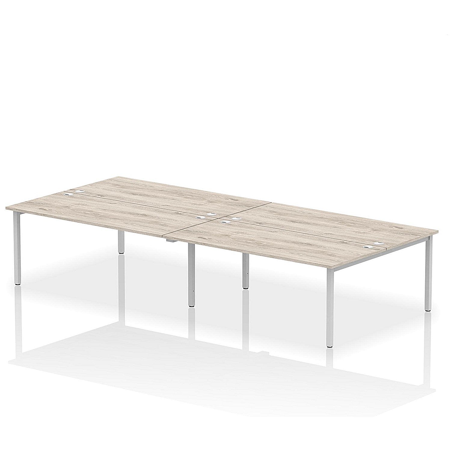 Impulse Bench B2B 4 Person 1800 Silver Frame Office Bench Desk Grey Oak Easy2Order : IB00401