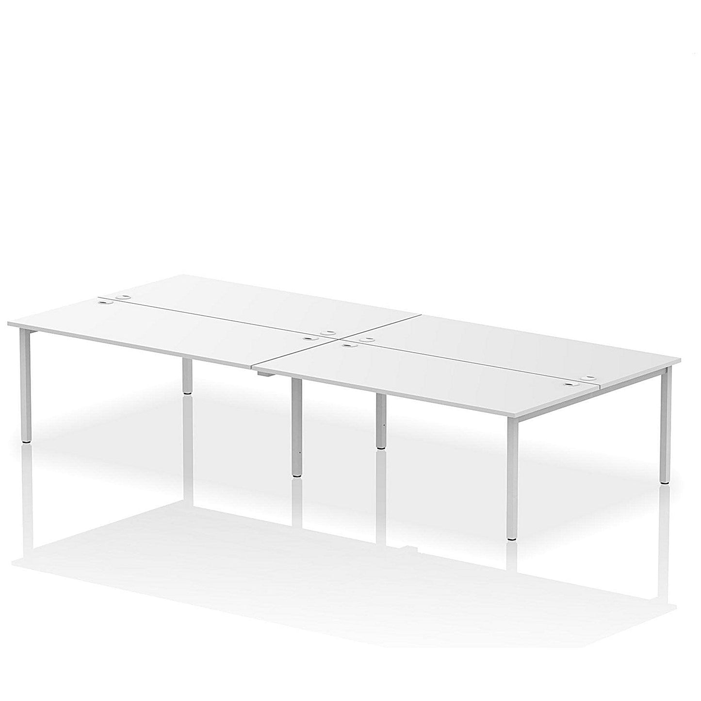 Impulse Bench B2B 4 Person 1800 Silver Frame Office Bench Desk White Easy2Order : IB00405