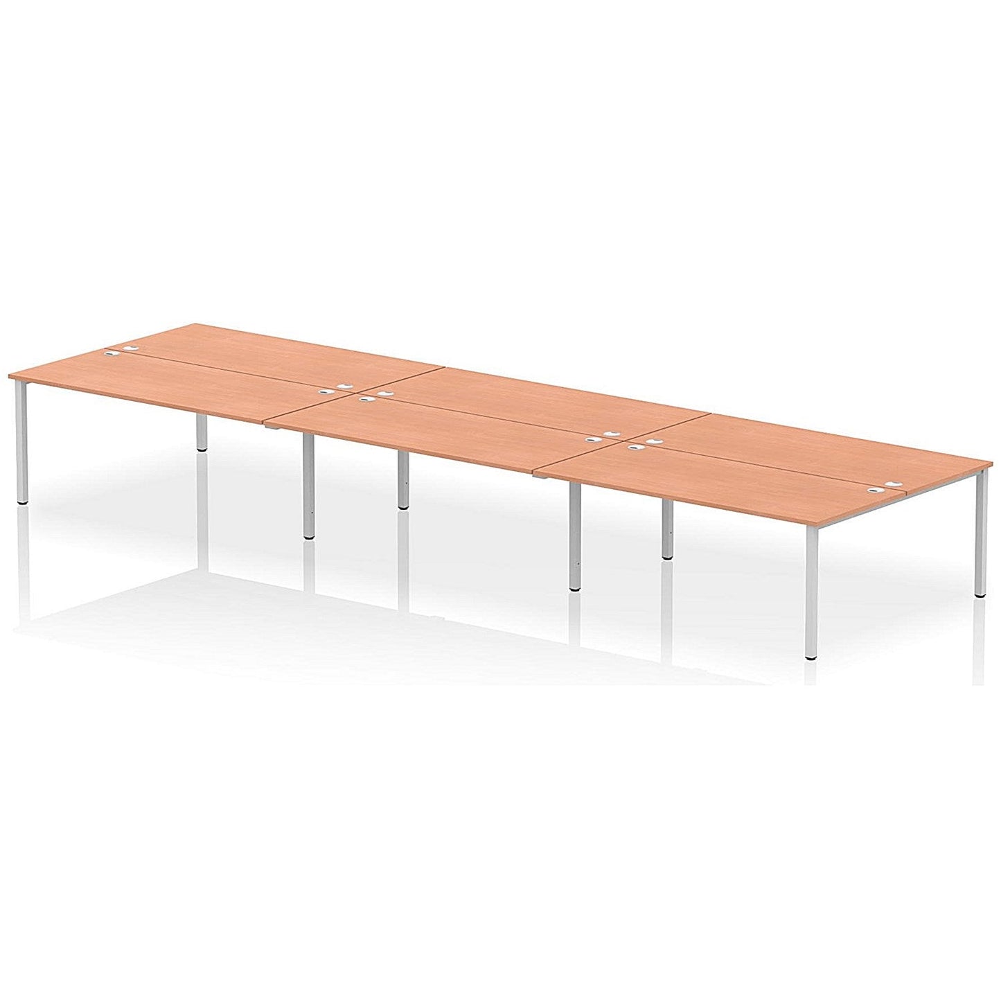Impulse Bench B2B 6 Person 1800 Silver Frame Office Bench Desk Beech Easy2Order : IB00412