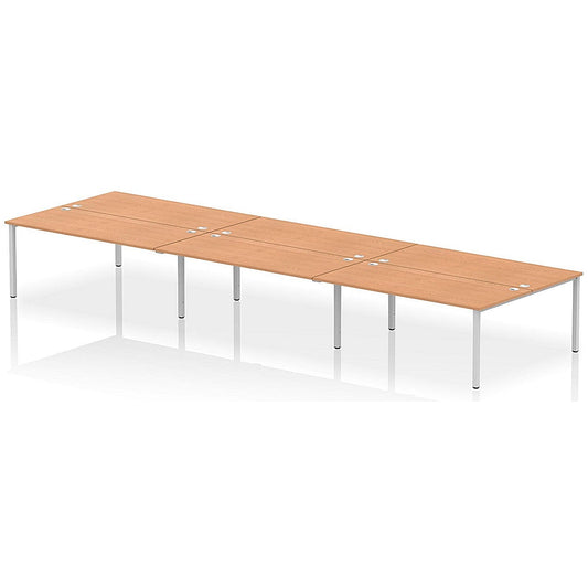 Impulse Bench B2B 6 Person 1800 Silver Frame Office Bench Desk Oak Easy2Order : IB00415